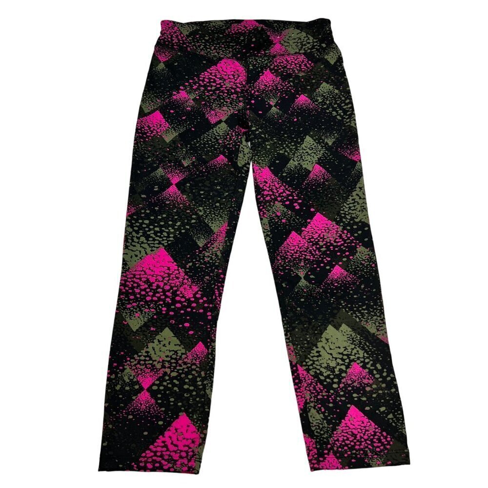 City Streets Women’s 3/4 Athletic Leggings Black/Multi Print Size Small